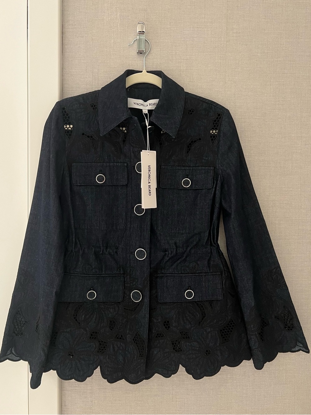 Veronica Beard Kiki Embroidered Chambray Jacket - Size 0; New with Tags
